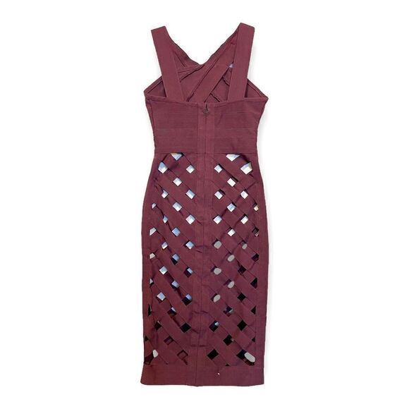 SEXY Cutout WOW Couture Burgundy BANDAGE DRESS |Size: Small| - Picture 8 of 13